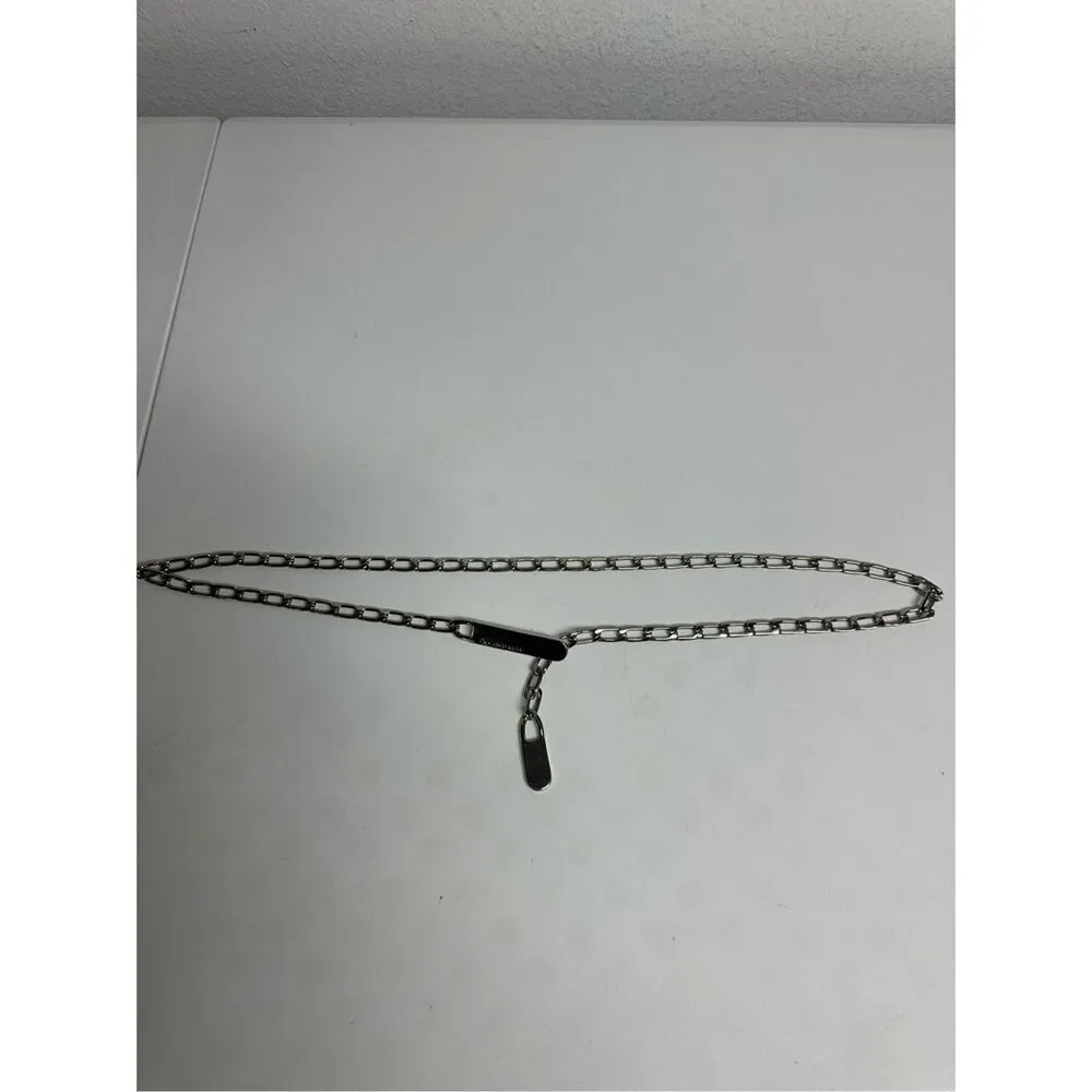 Vintage Calvin Klein Silver Tone Geometric Chain Belt One size Logo 33” *Notes